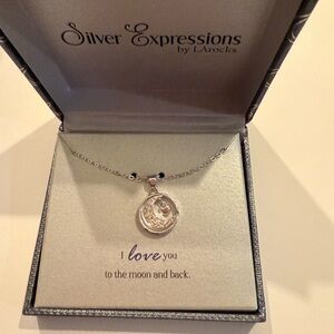 Silver Heart Pendant Necklace with Spiral Design